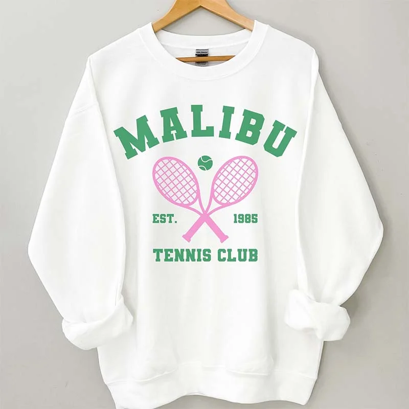 red sweatshirts bold -Vintage Malibu  Tennis Club Sweatshirt