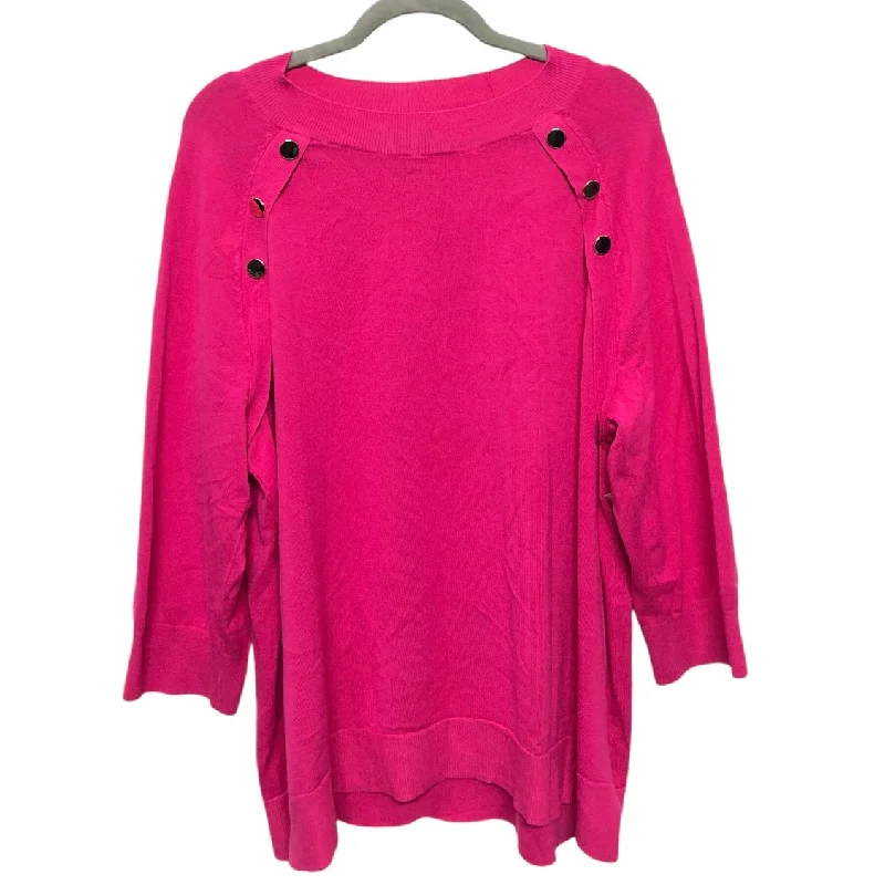 fleece sweatshirts lightweight -Sweatshirt Crewneck By Lane Bryant In Pink, Size: 2x