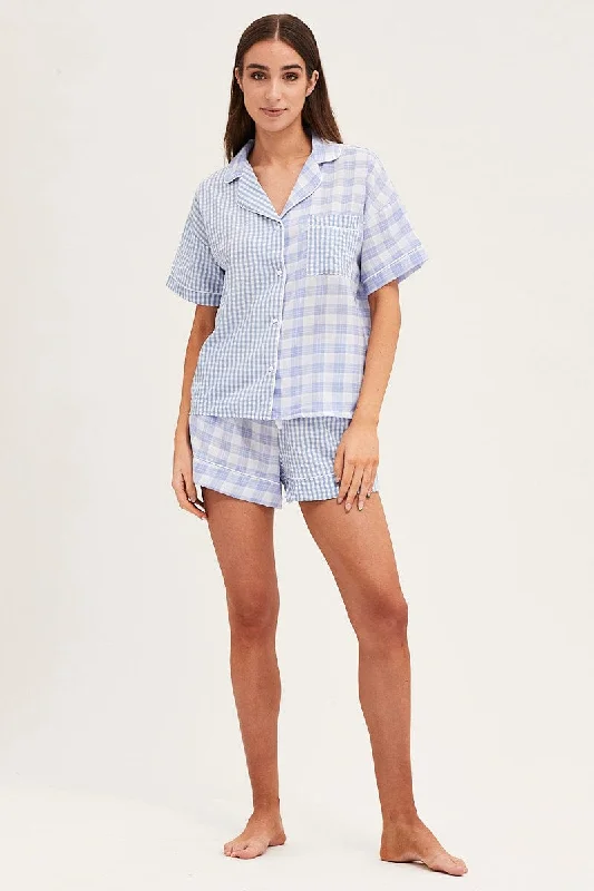 Bermuda shorts beach layer -Bermuda shorts beach vibe -Bermuda shorts beach vibe -Check Short Sleeve Top And Pant Pj Set