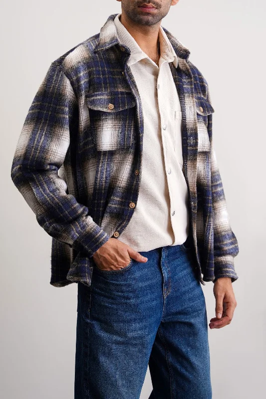 olive hearty jacket -BOY-NEXT-DOOR FLANNEL OVERSHIRT