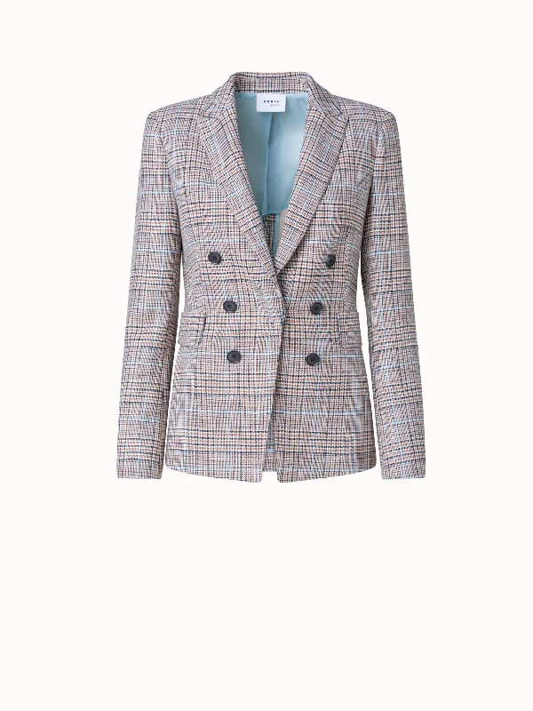 brick bold jacket -Checked Viscose Stretch Blend Faux Double-Breast Jacket