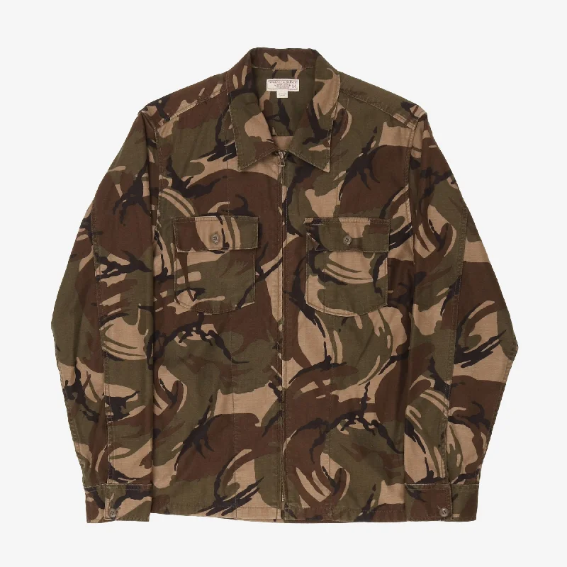 plus rest jacket -Camo Zip Shirt Jacket