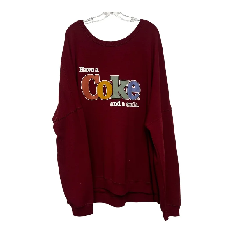 printed sweatshirts cozy -Sweatshirt Crewneck By Clothes Mentor In Maroon, Size: 3x