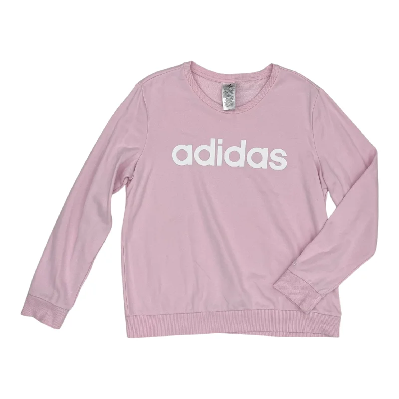 graphic sweatshirts soft -Athletic Sweatshirt Crewneck By Adidas In Pink, Size:Xl