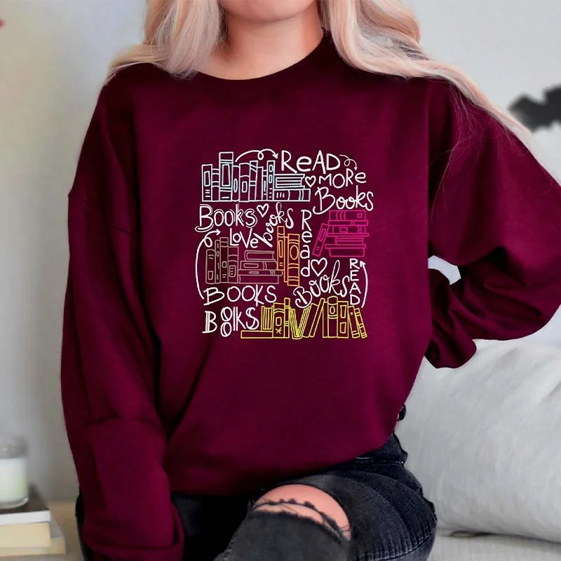 maroon sweatshirts durable -Read More Books Cute Bookworm Sweatshirt