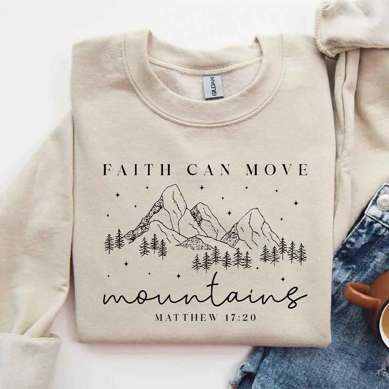 sweatshirts for running -Faith Can Move Mountains Plant Sweatshirt