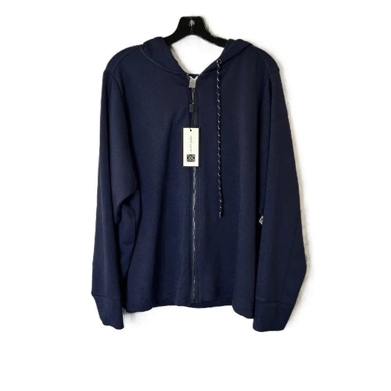 blue sweatshirts trendy -Sweatshirt Hoodie By Cable And Gauge In Navy, Size: 3x