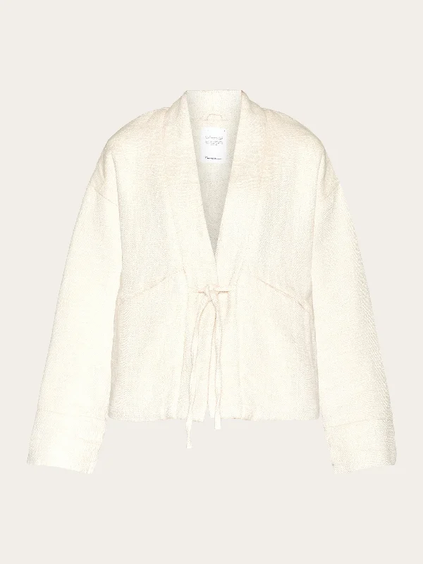 petite rest jacket -Padded kimono herringbone structure jacket - Egret