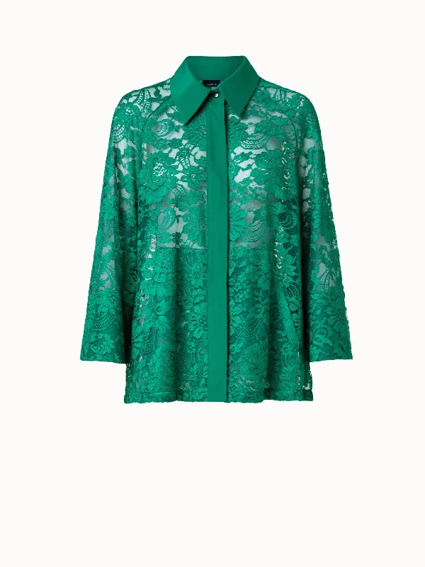 duo glow jacket -Oversized Floral Techno Lace Shirt Jacket