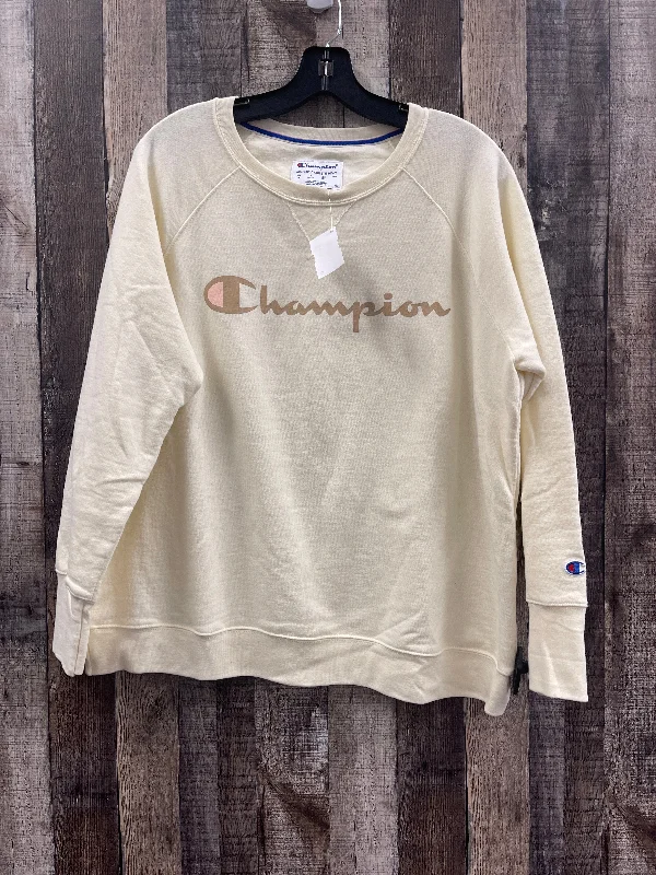 fleece sweatshirts bold -Sweatshirt Crewneck By Champion In Ivory, Size: 1x