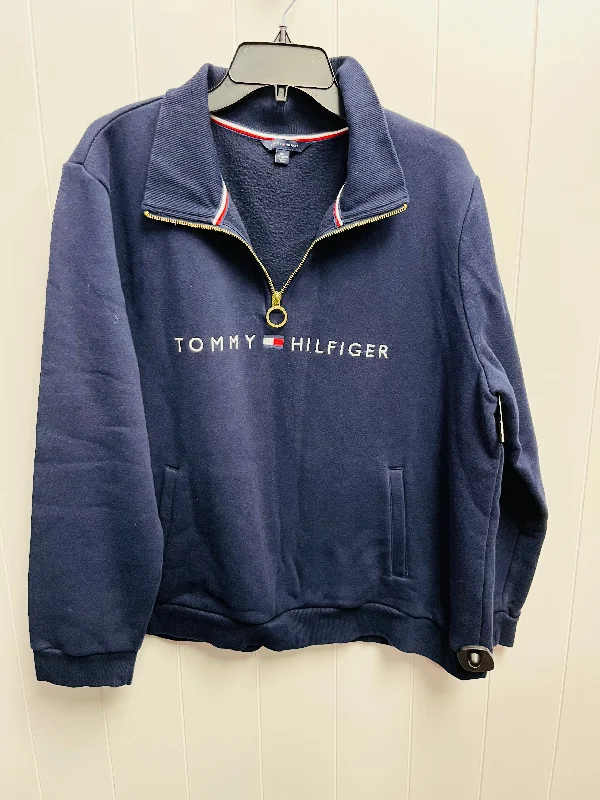 blue sweatshirts soft -Sweatshirt Collar By Tommy Hilfiger In Blue, Size: 2x