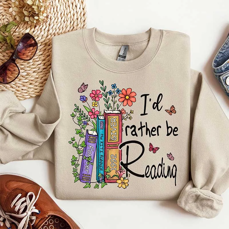 black sweatshirts durable -I'd Rather Be Reading Banned Books Teacher Sweatshirt