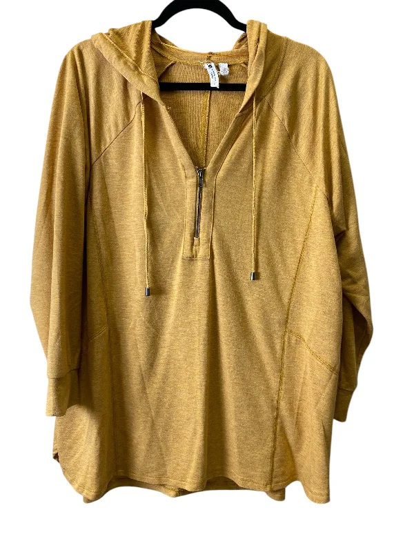 lightweight sweatshirts breezy -Sweatshirt Hoodie By Cable And Gauge In Yellow, Size: 2x