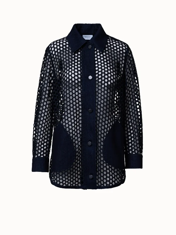 crisp glow jacket -Dot Mesh Techno Embroidery Jacket