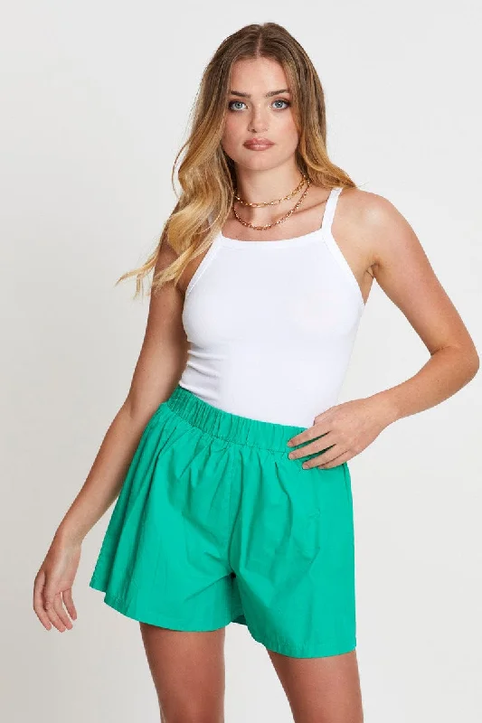 shorts kids starry prairie -shorts with lattice hems -shorts with lattice hems -Green Shorts