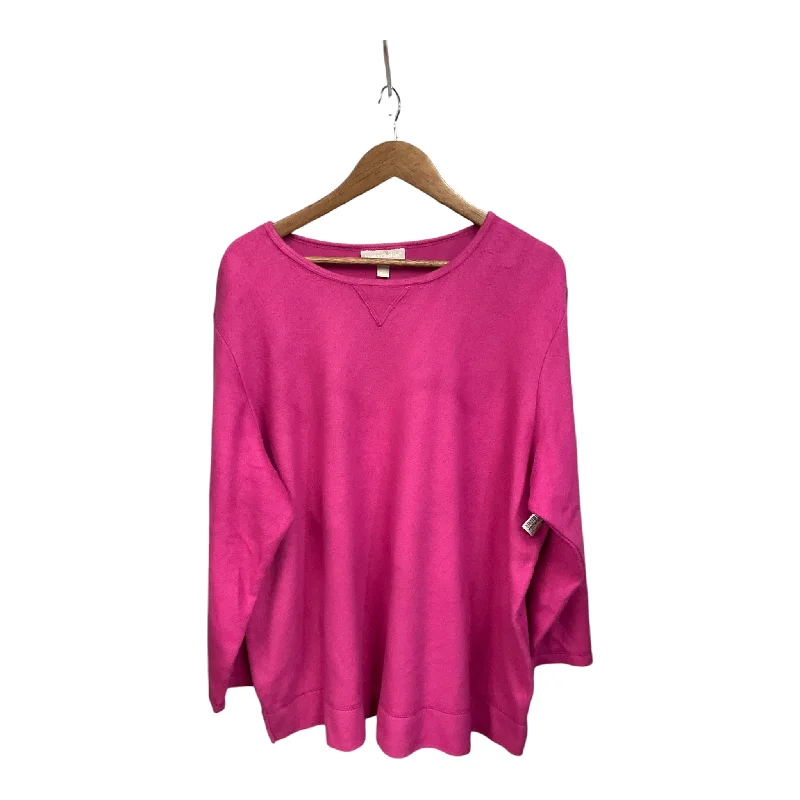 crewneck sweatshirts vibrant -Athletic Sweatshirt Crewneck By Woman Within In Pink, Size: 2x