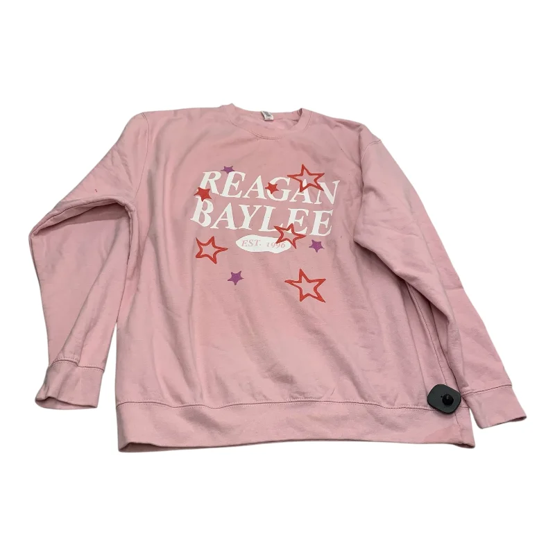 sweatshirts with clouds -Sweatshirt Crewneck By Just Hoods In Pink, Size: 1x