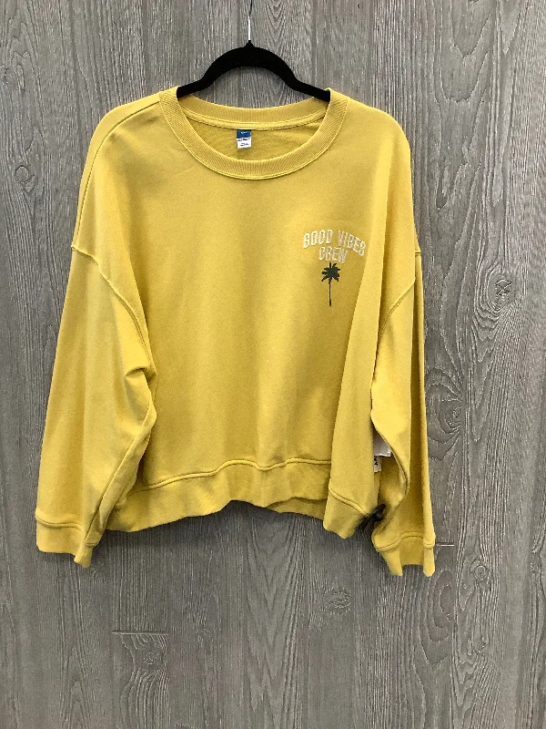 printed sweatshirts soft -Sweatshirt Crewneck By Old Navy In Yellow, Size: 1x