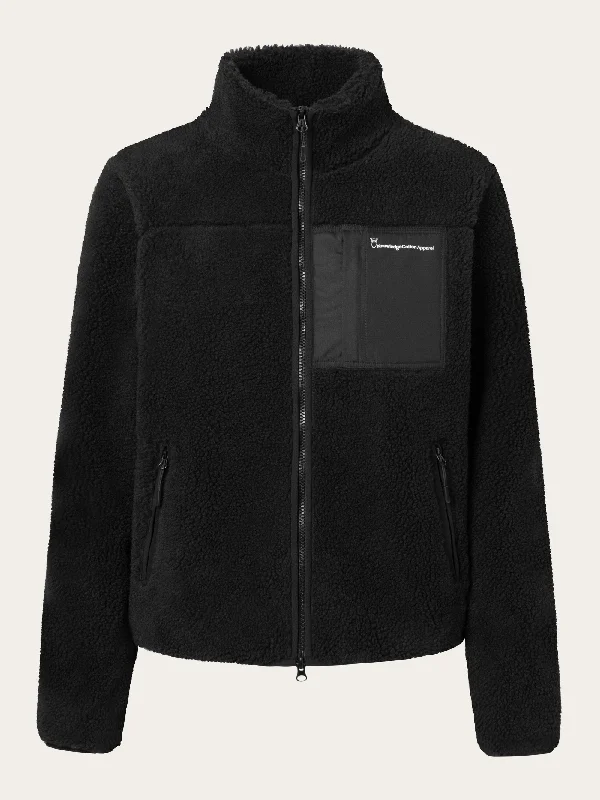 dusk striking jacket -Teddy high neck zip jacket - Black Jet