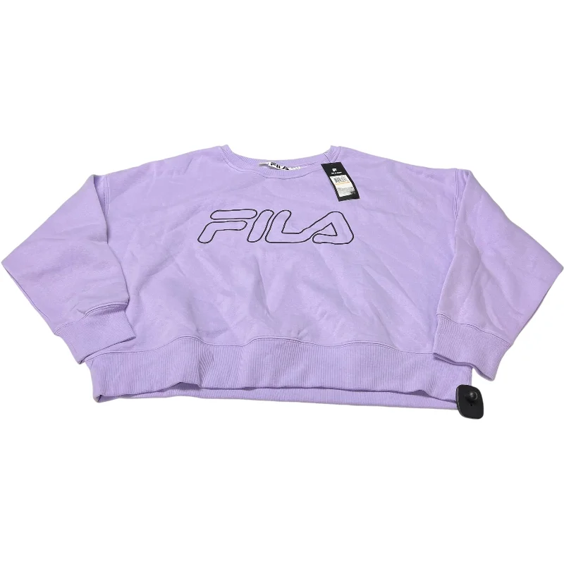 grey sweatshirts versatile -Sweatshirt Crewneck By Fila In Purple, Size: 2x