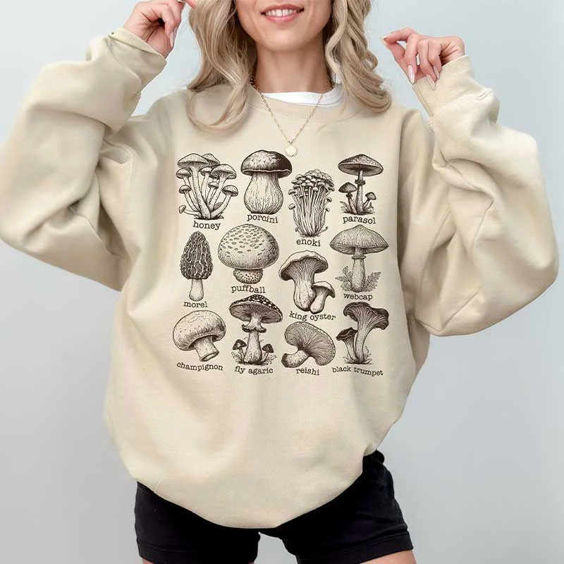 navy sweatshirts sleek -Vintage Mushroom Nature Lover Sweatshirt