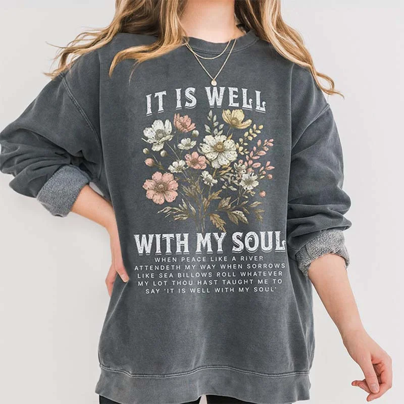 vintage sweatshirts trendy -Boho  Bible Verse Floral Sweatshirt