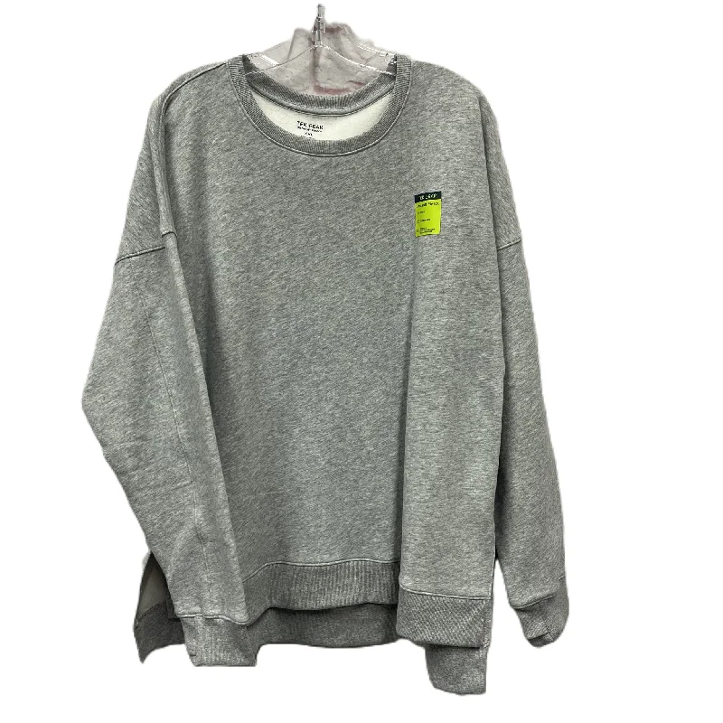 sweatshirts for lounging -Athletic Sweatshirt Crewneck By Tek Gear In Grey, Size: 1x