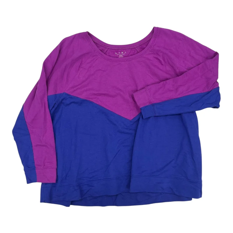 green sweatshirts unique -Athletic Sweatshirt Crewneck By Livi Active In Blue & Purple, Size:3X