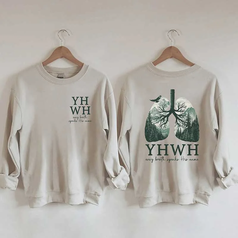 purple sweatshirts stylish -YHWH Lungs Christian Sweatshirt