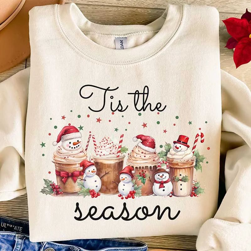 black sweatshirts sale -Christmas Snowman Coffee Sweatshirt