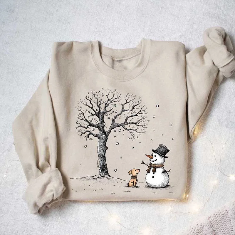 oversized sweatshirts trendy -Let It Snow Snowman Sweatshirt