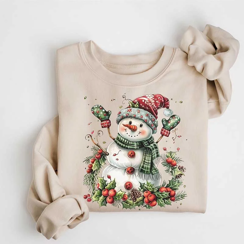 sweatshirts for hiking -Festive Winter Snowman Christmas Sweatshirt