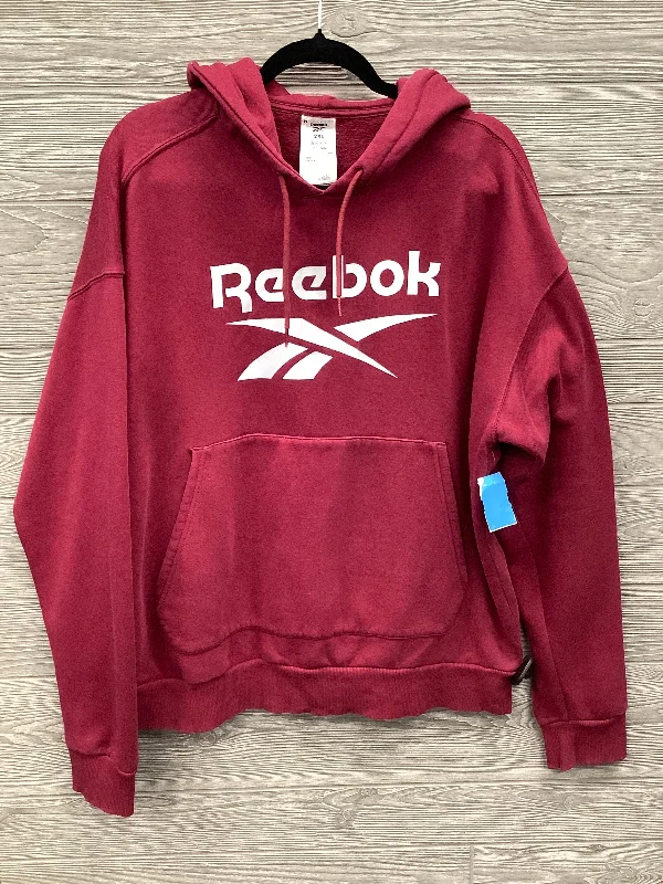 sweatshirts for cold weather -Athletic Sweatshirt Hoodie By Reebok In Red, Size: 2x