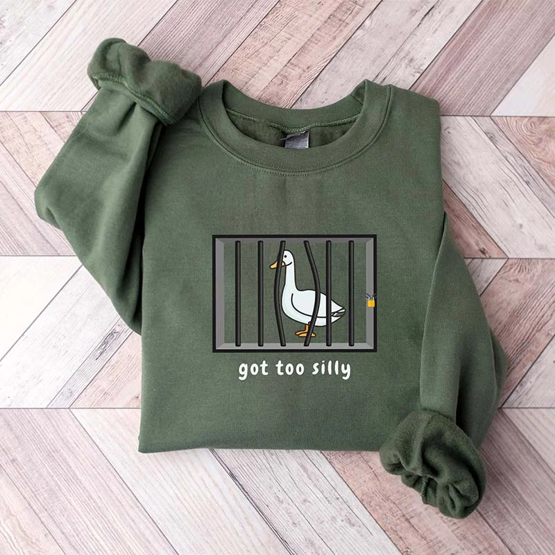 blue sweatshirts vintage -Got Too Silly Funny Goose Sweatshirt