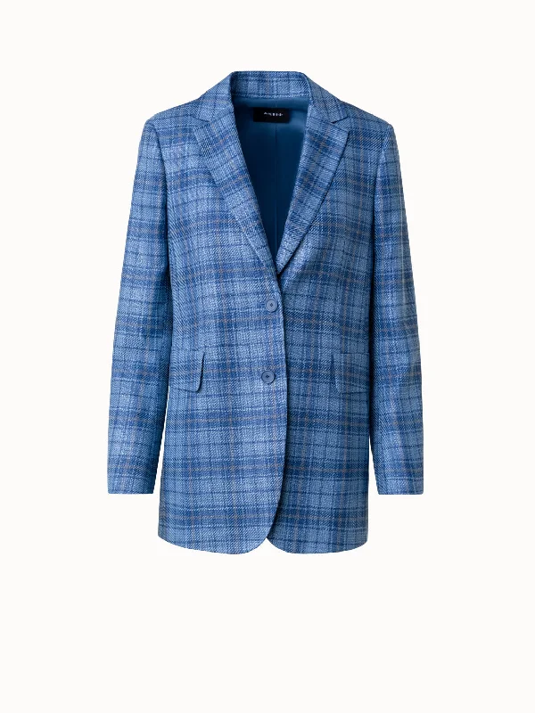 nickel vivid jacket -Long Checked Jacket in Silk Cotton