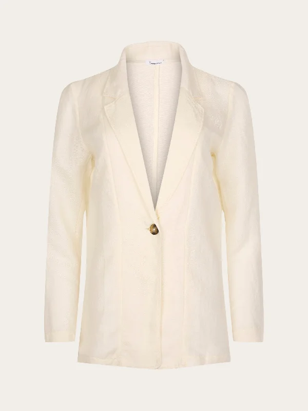 eco-tough jacket -Linen mix loose blazer - Buttercream