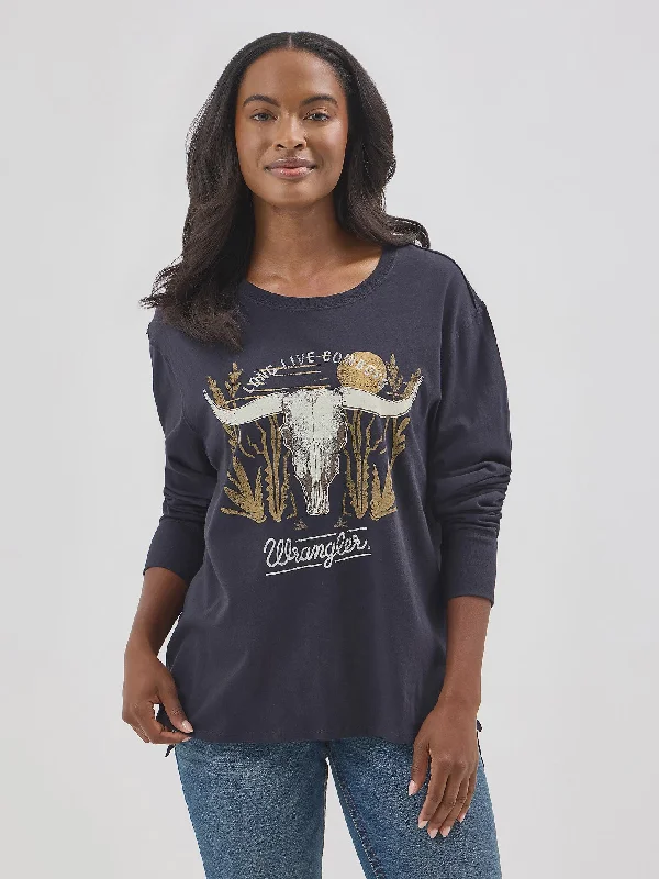 ribbed-bamboo t-shirts texture -ribbed-bamboo t-shirts texture -LADIES WRANGLER SKULL GRAPHIC LONG SLEEVE SHIRT