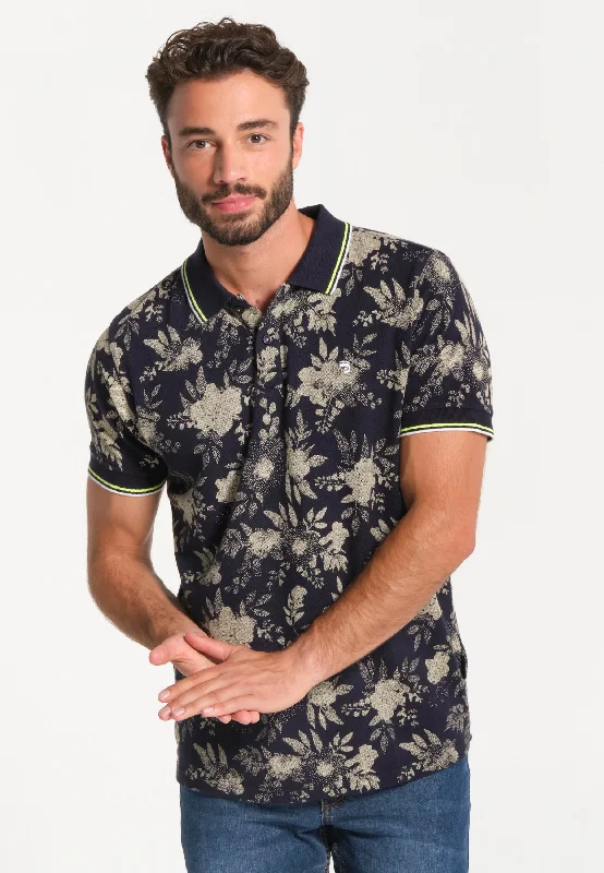 hemp-bamboo t-shirts eco -hemp-bamboo t-shirts eco -Polo homme gris avec imprimé floral