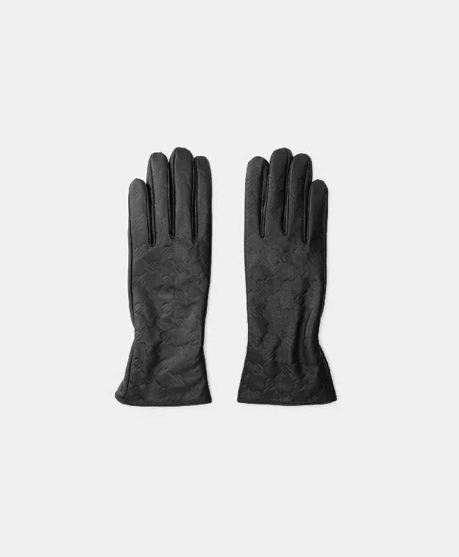 wool-bamboo t-shirts warm -wool-bamboo t-shirts warm -Black Monogram Leather Womens Glove