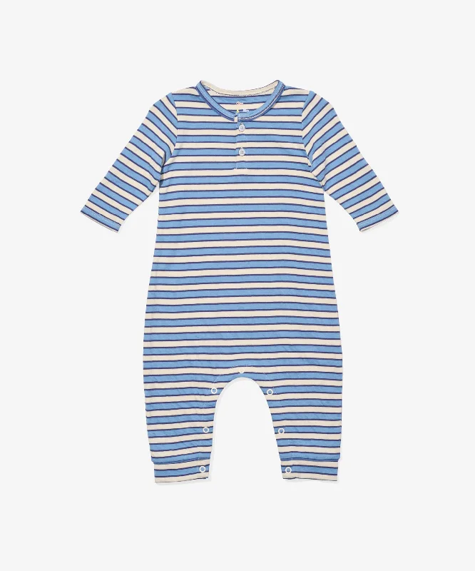 t-shirts with bead studs -t-shirts with bead studs -Campbell Romper, Blue Rugby Stripe