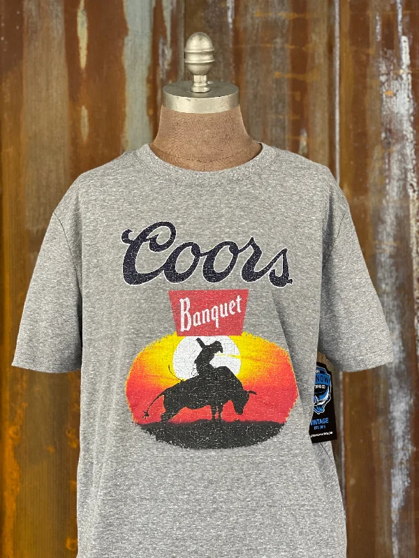 cotton-bamboo t-shirts soft -cotton-bamboo t-shirts soft -Coors Banquet Rodeo SUNSET COWBOY Tee- Heather Grey