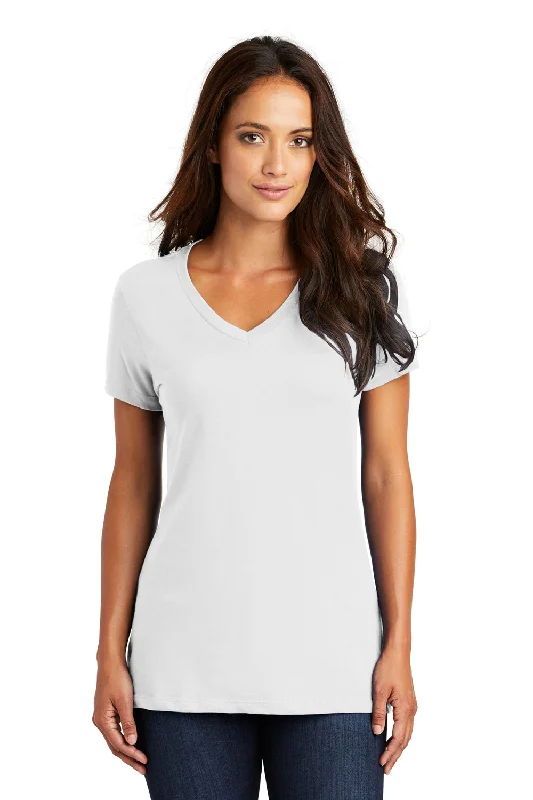 t-shirts with twisted hems -t-shirts with twisted hems -District Womens Perfect Weight Short Sleeve V-Neck T-Shirt - Bright White