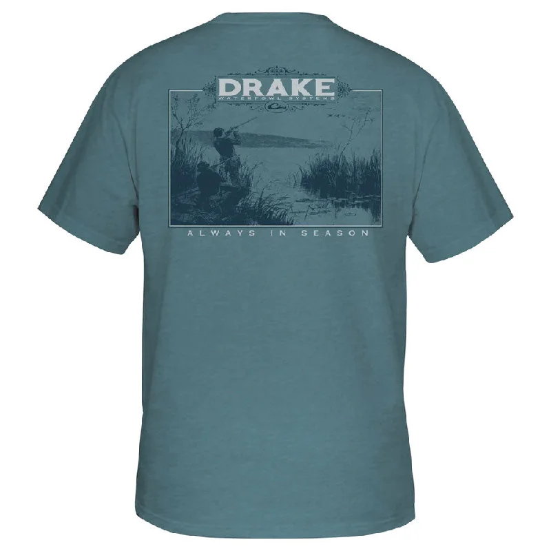 knit t-shirts lightweight comfort -knit t-shirts lightweight comfort -Drake Old Timers T-Shirt- Smoke Blue Heather