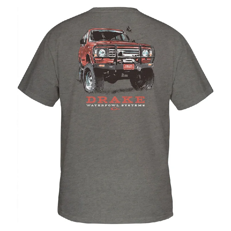 t-shirts with agate prints -t-shirts with agate prints -Drake Red 4X4 Truck T-Shirt- Graphite Heather