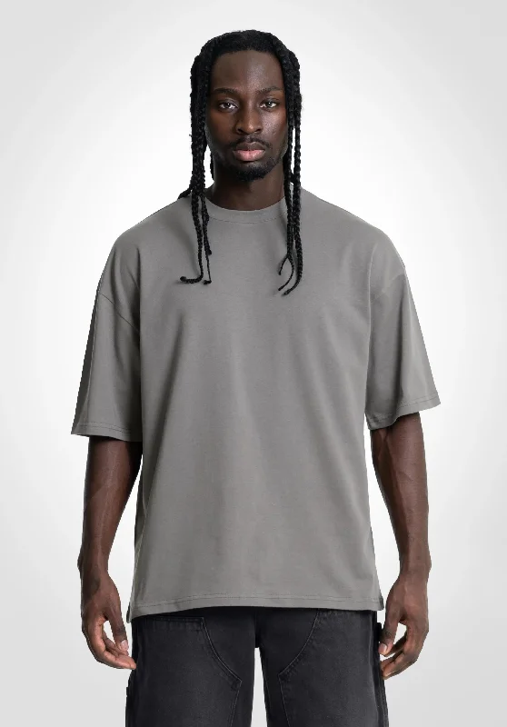 t-shirts with lattice hems -t-shirts with lattice hems -Heavy Oversize Tee - Cool Grey