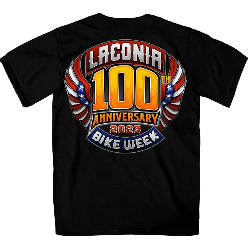 t-shirts kids lunar dusk -t-shirts kids lunar dusk -Hot Leathers ELM1054 Men's Black 2023 Laconia Motorcycle Rally 100th Anniversary Logo Bike Week T-Shirt