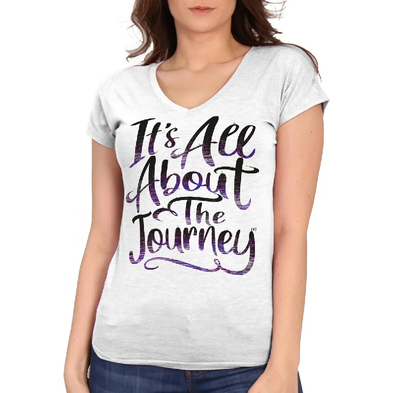 t-shirts with bronze studs -t-shirts with bronze studs -Hot Leathers GLC1566 Ladies White It's All About The Journey Short Sleeve V-Neck Shirt