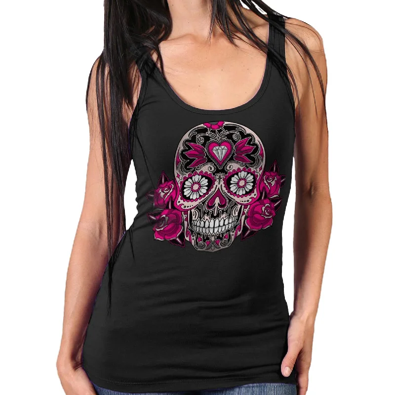 t-shirts kids starry dusk -t-shirts kids starry dusk -Hot Leathers GLC2363 Ladies Black Sugar Skull Thick Strap Tank Top Shirt