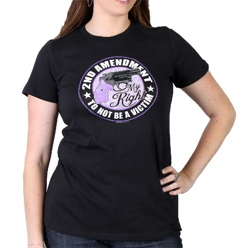 t-shirts with spliced sides -t-shirts with spliced sides -Hot Leathers GLR1262 '2nd Amendment My Right To Not Be A Victim' Black Ladies T-Shirt