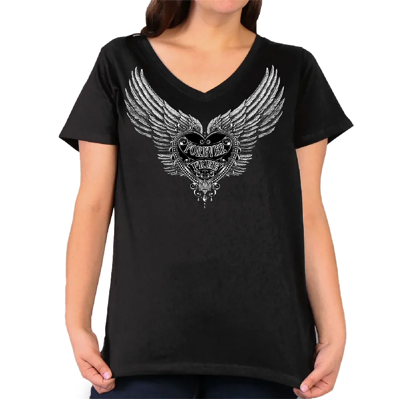 t-shirts kids starry meadow -t-shirts kids starry meadow -Hot Leathers GLR1509 Silver Flight Forever Free Ladies Tee